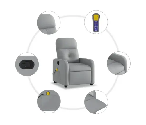 Atlošiamas Masažinis Krėslas, Šviesiai Pilkos Spalvos, Audinys