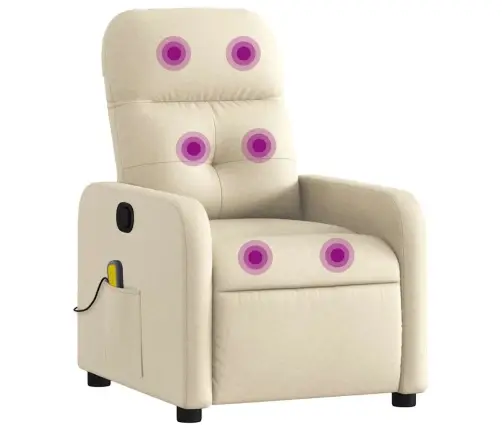 Masāžas Krēsls, Atgāžams, Krēmkrāsas Audums Vidaxl