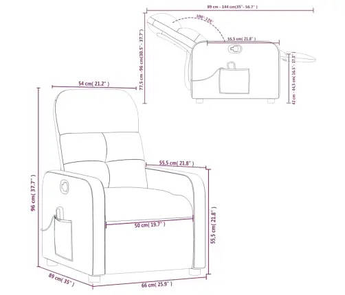 Masāžas Krēsls, Atgāžams, Krēmkrāsas Audums Vidaxl