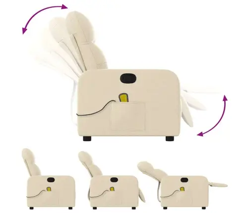 Masāžas Krēsls, Atgāžams, Krēmkrāsas Audums Vidaxl