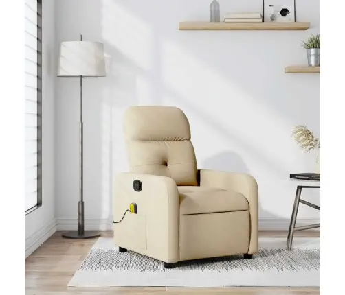 Masāžas Krēsls, Atgāžams, Krēmkrāsas Audums Vidaxl