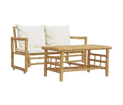 Dviejų Dalių Sodo Sofų Komplektas Su Pagalvėlėmis, Bambukas