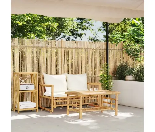 Dviejų Dalių Sodo Sofų Komplektas Su Pagalvėlėmis, Bambukas