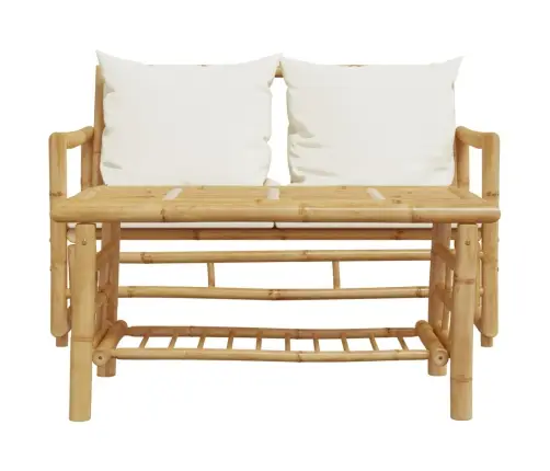 Dviejų Dalių Sodo Sofų Komplektas Su Pagalvėlėmis, Bambukas