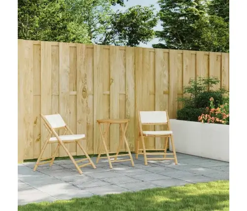 Saliekami Bistro Krēsli, Balti Spilveni, 2 Gab., Bambuss Vidaxl