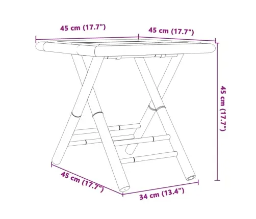 Saliekams Dārza Galds, 45X45X45 Cm, Bambuss Vidaxl