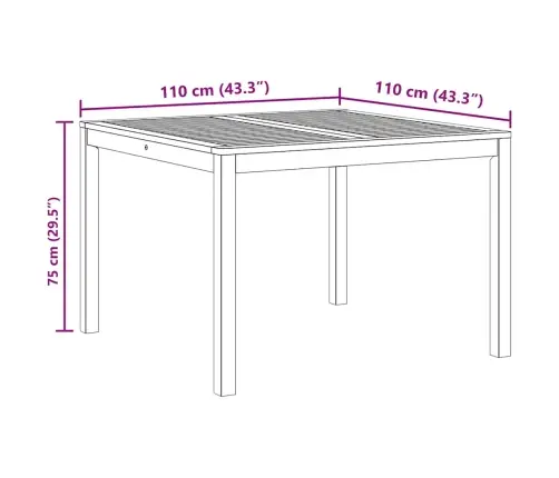 Aia Söögilaud, 110 X 110 X 75 cm Akaatsiapuit