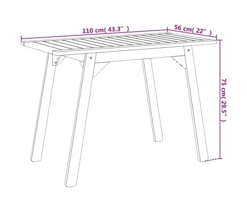 Aia Söögilaud, 110 X 56 X 75 cm Akaatsiapuit