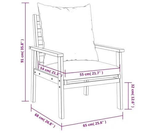 Sodo Krėslai Su Pagalvėlėmis, 2Vnt., Akacijos Medienos Masyvas