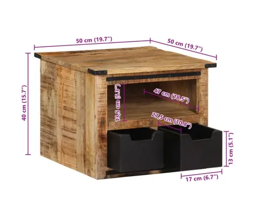 Kohvilaud Sahtlitega, 50 X 50 X 40 cm Mangopuit