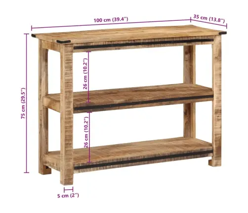 Konsolinis Staliukas, 100X35X75cm Mango Medienos Masyvas