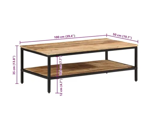 Kohvilaud, 100 X 50 X 35 cm Töötlemata Mangopuit