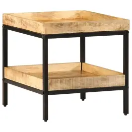 Sānu Galds Ar Plauktu Brūna 45 X 45 X 45 Cm Mango Masīvkoks Vidaxl