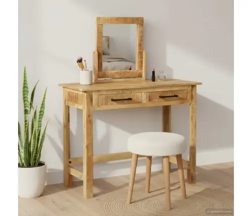 Makiažo Stalas Ruda 100 X 40 X 120 Cm Mango Medienos Masyvas