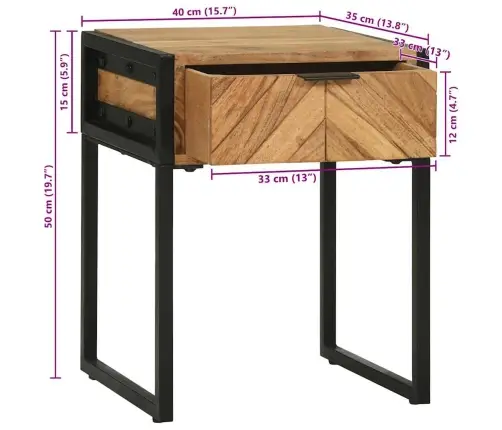 Naktsgaldiņš 40X35X50 Cm No Akācijas Masīvkoka Vidaxl