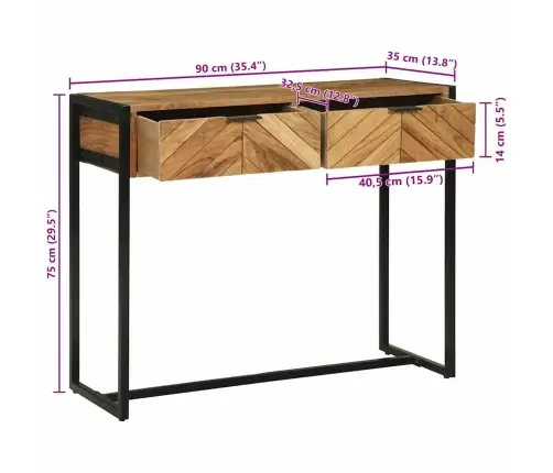 Konsoollaud Sahtliga Riiuliga Pruun 90 X 35 X 75 Cm Mangopuit