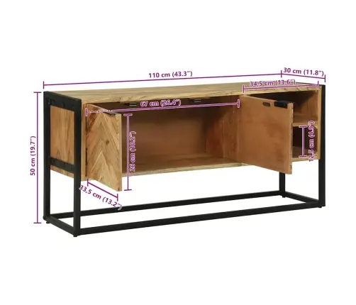 Tv Skapis 110X30X50 Cm Cietā Akācija Vidaxl