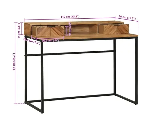 Galds 110X50X87 Cm Cieta Koka Akācija Vidaxl Galds 110X50X87 Cm Cieta Koka Akācija Vidaxl