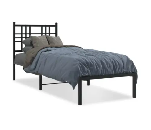 Gultas Rāmis Ar Galvgali, Melns Metāls, 75X190 Cm Vidaxl