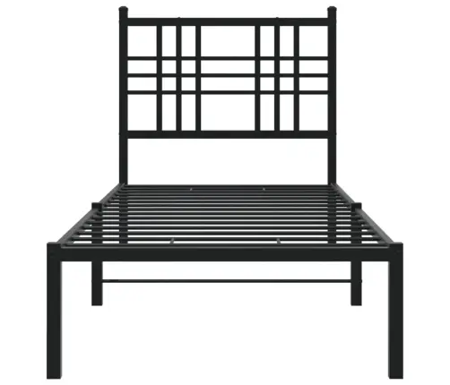 Gultas Rāmis Ar Galvgali, Melns Metāls, 75X190 Cm Vidaxl