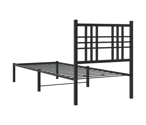 Gultas Rāmis Ar Galvgali, Melns Metāls, 75X190 Cm Vidaxl