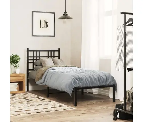Gultas Rāmis Ar Galvgali, Melns Metāls, 75X190 Cm Vidaxl