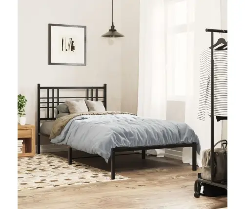 Metallist Voodiraam Peatsiga, Must, 90 X 190 Cm