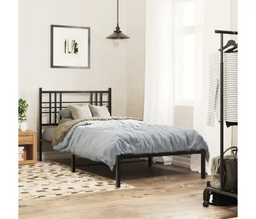 Gultas Rāmis Ar Galvgali, Melns Metāls, 90X200 Cm Vidaxl