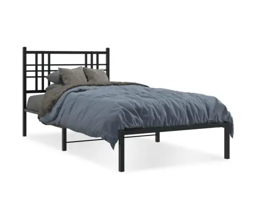 Gultas Rāmis Ar Galvgali, Melns Metāls, 100X190 Cm Vidaxl