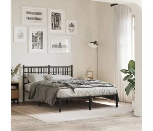 Metalinis Lovos Rėmas Su Galvūgaliu, Juodos Spalvos, 120X190 Cm