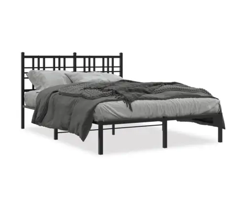 Gultas Rāmis Ar Galvgali, Melns Metāls, 120X200 Cm Vidaxl