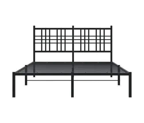 Gultas Rāmis Ar Galvgali, Melns Metāls, 135X190 Cm Vidaxl