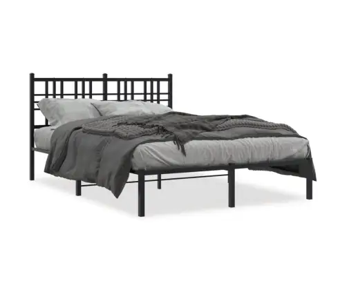 Gultas Rāmis Ar Galvgali, Melns Metāls, 140X190 Cm Vidaxl