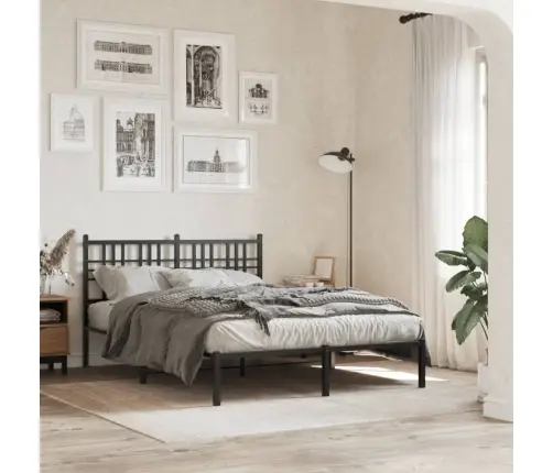 Gultas Rāmis Ar Galvgali, Melns Metāls, 140X200 Cm Vidaxl