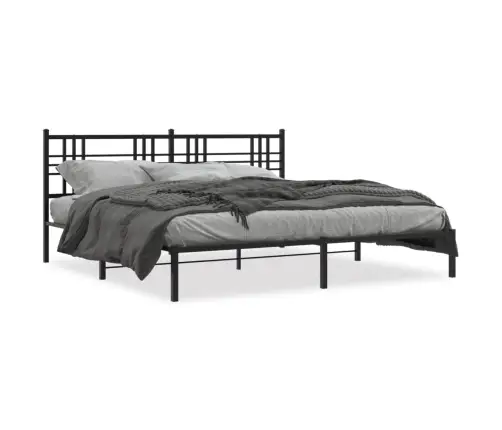 Gultas Rāmis Ar Galvgali, Melns Metāls, 183X213 Cm Vidaxl