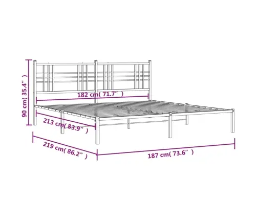 Gultas Rāmis Ar Galvgali, Melns Metāls, 183X213 Cm Vidaxl