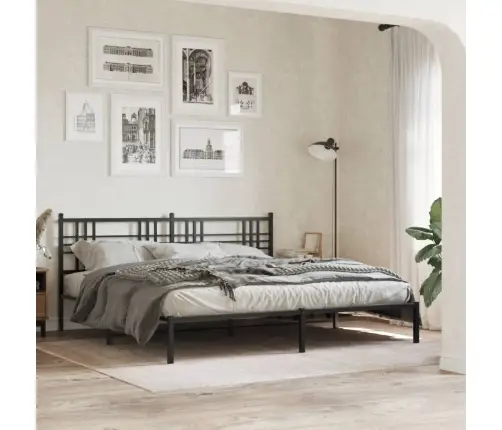 Gultas Rāmis Ar Galvgali, Melns Metāls, 183X213 Cm Vidaxl