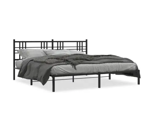 Gultas Rāmis Ar Galvgali, Melns Metāls, 193X203 Cm Vidaxl