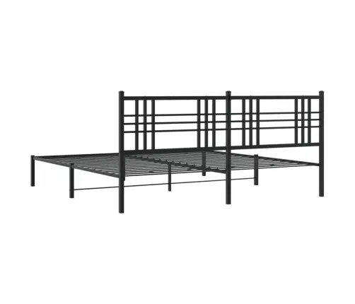 Gultas Rāmis Ar Galvgali, Melns Metāls, 193X203 Cm Vidaxl