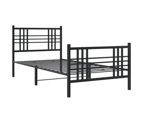Gultas Rāmis Ar Galvgali Un Kājgali, Melns Metāls, 100X190 Cm Vidaxl