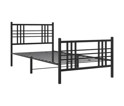 Gultas Rāmis Ar Galvgali Un Kājgali, Melns Metāls, 107X203 Cm Vidaxl