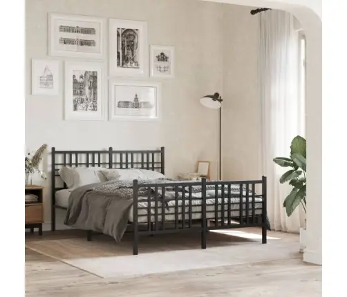 Lovos Rėmas Su Galvūgaliu/Kojūgaliu, Juodas, 120X190cm Metalas