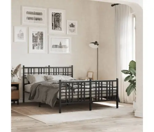 Lovos Rėmas Su Galvūgaliu/Kojūgaliu, Juodas, 120X200cm Metalas