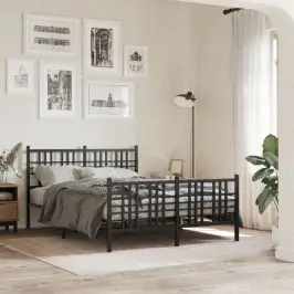 Lovos Rėmas Su Galvūgaliu/Kojūgaliu, Juodas, 137X190cm Metalas