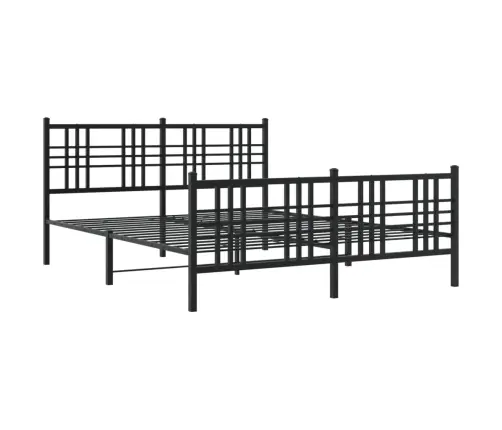 Gultas Rāmis Ar Galvgali Un Kājgali, Melns Metāls, 150X200 Cm Vidaxl