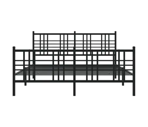 Gultas Rāmis Ar Galvgali Un Kājgali, Melns Metāls, 150X200 Cm Vidaxl