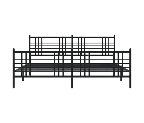 Gultas Rāmis Ar Galvgali Un Kājgali, Melns Metāls, 183X213 Cm Vidaxl