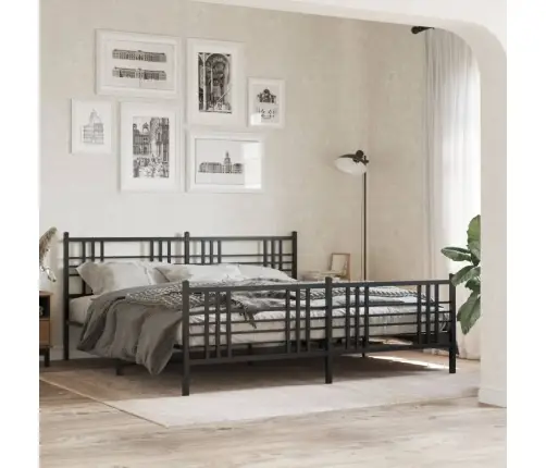 Gultas Rāmis Ar Galvgali Un Kājgali, Melns Metāls, 183X213 Cm Vidaxl