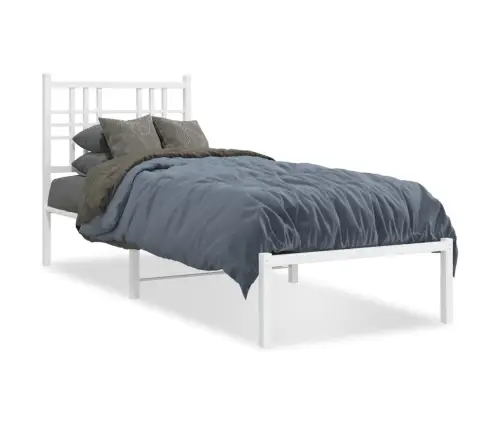 Gultas Rāmis Bez Matrača, Ar Galvgali, Balts Metāls, 75X190 Cm Vidaxl
