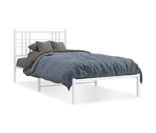 Gultas Rāmis Ar Galvgali, Balts Metāls, 100X190 Cm Vidaxl